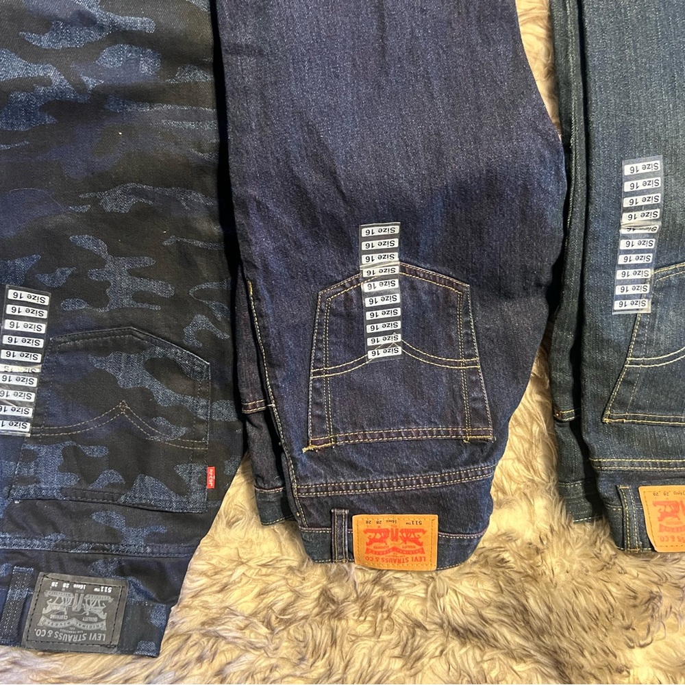 Levi's (new w/tags) Dark Blue (511s)Slim Jeans(3 pr) for BOYS Sz 16R - Picture 8 of 10